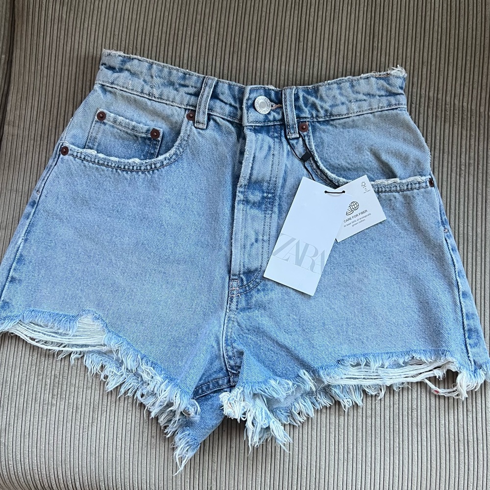 High Waisted, Frayed Zara Jean Shorts